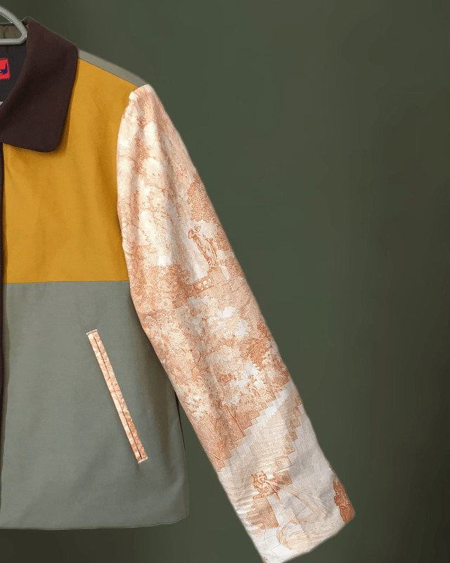 Veste patchwork camouflage et toile de Jouy