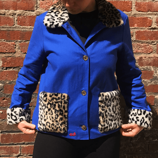 Veste bleu de travail/léopard