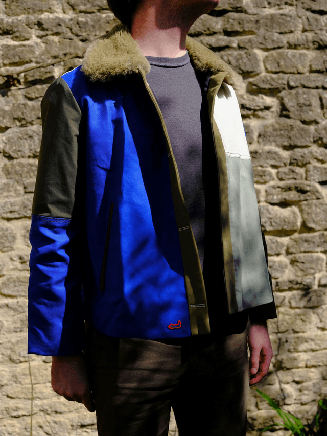 Veste patchwork col fourrure