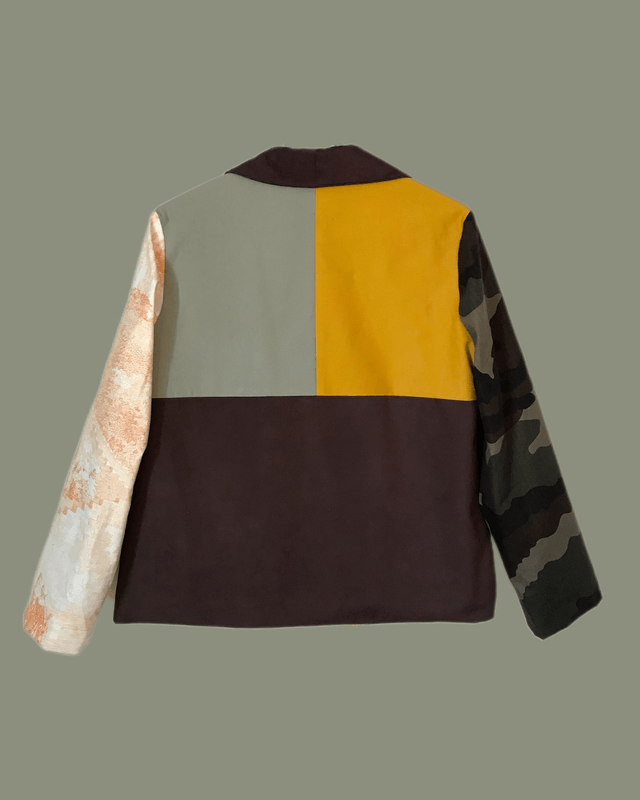 Veste patchwork camouflage et toile de Jouy