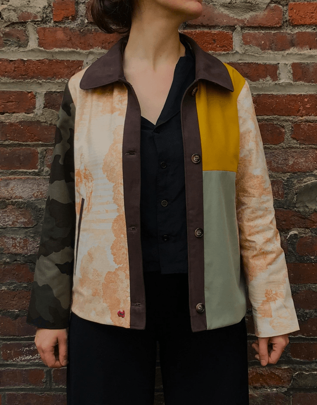 Veste patchwork camouflage et toile de Jouy