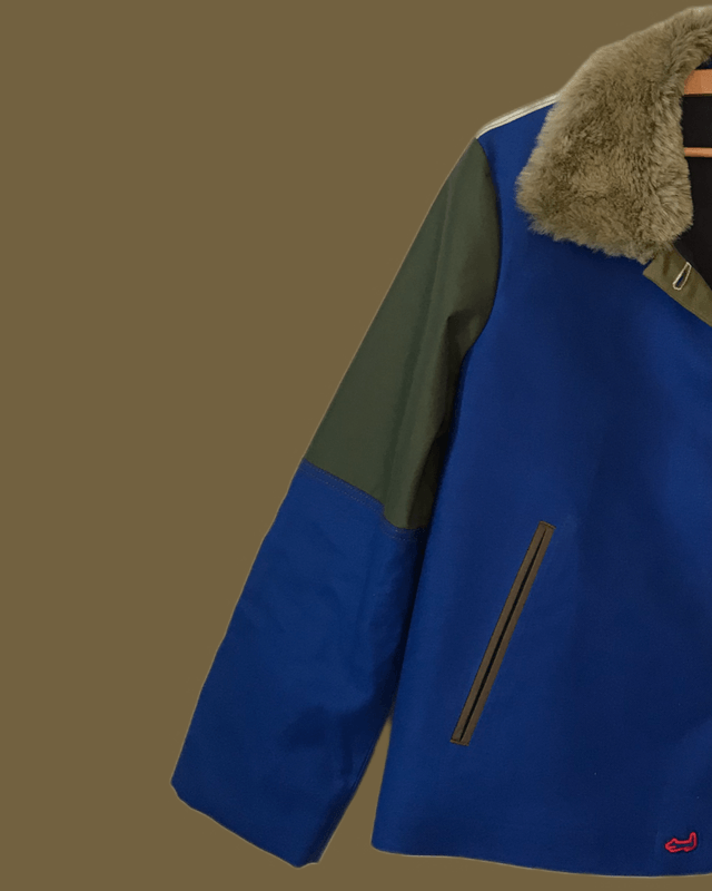 Veste patchwork col fourrure