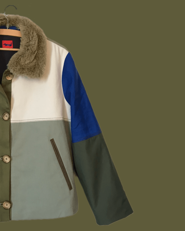 Veste patchwork col fourrure