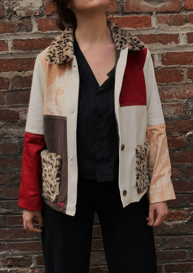Veste patchwork léopard