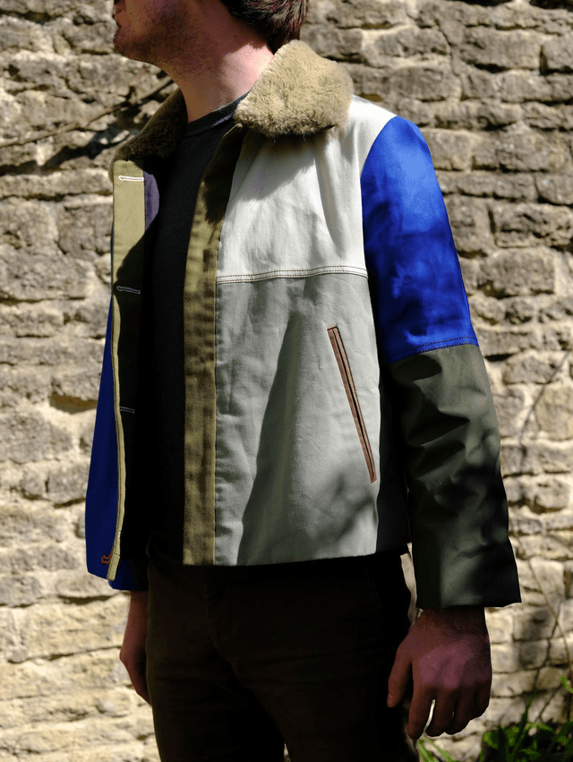 Veste patchwork col fourrure