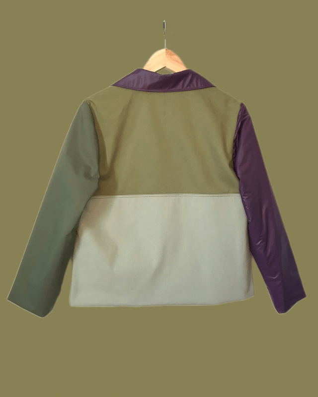 Veste patchwork verte et violette
