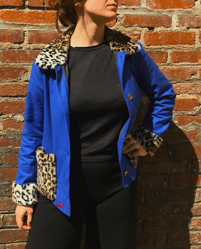 Veste bleu de travail/léopard
