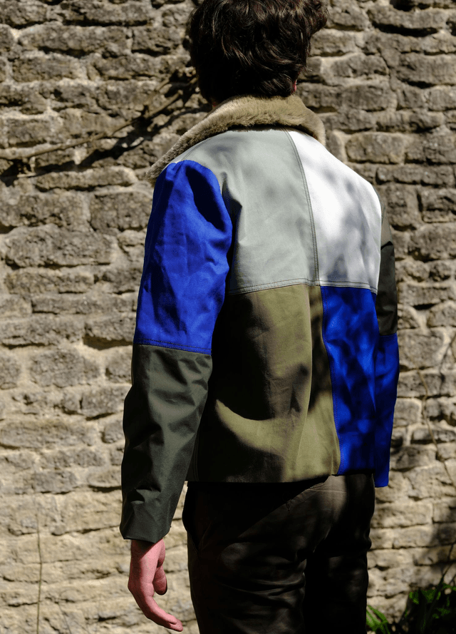 Veste patchwork col fourrure