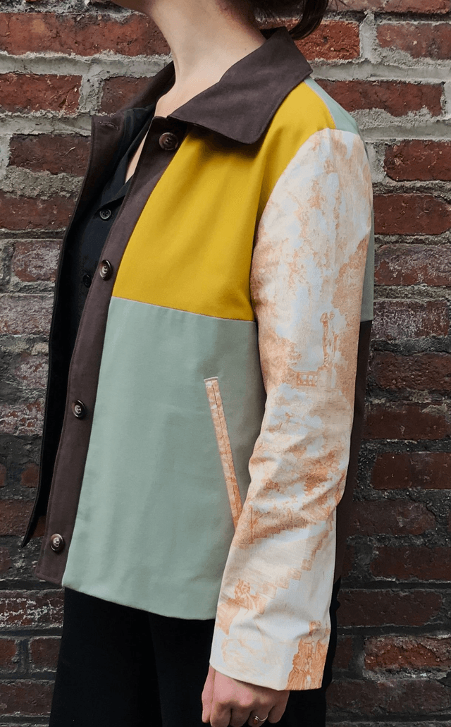 Veste patchwork camouflage et toile de Jouy