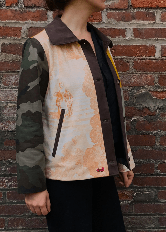 Veste patchwork camouflage et toile de Jouy