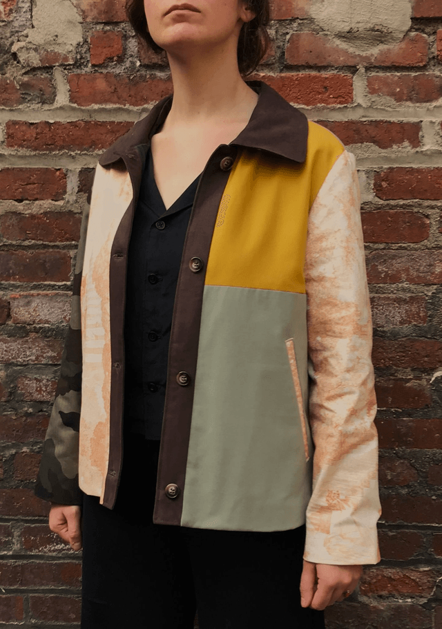 Veste patchwork camouflage et toile de Jouy
