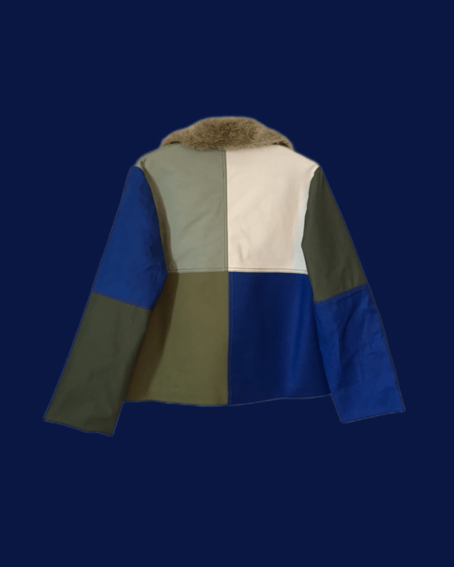 Veste patchwork col fourrure