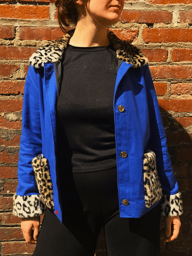 Veste bleu de travail/léopard