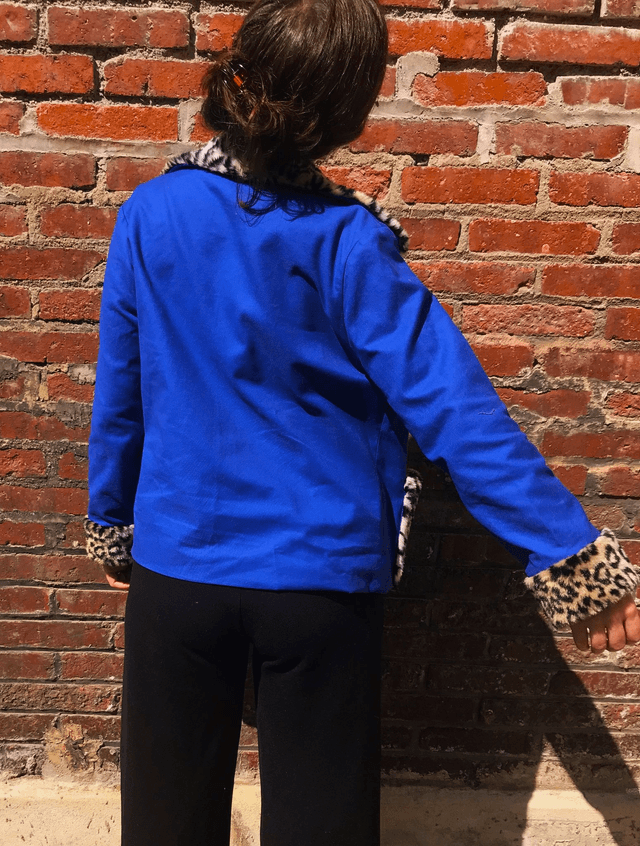 Veste bleu de travail/léopard